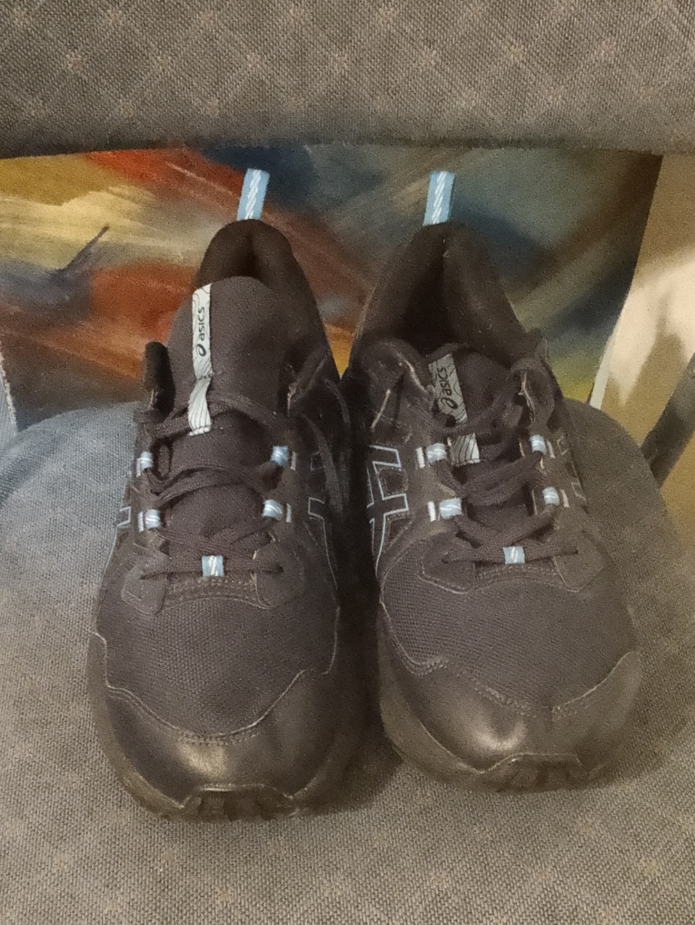 Asics Black Sneakers with Light Blue Accents